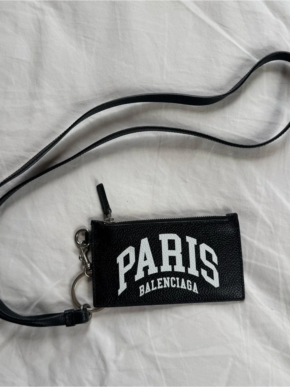 Balenciaga Black Paris Logo Crossbody Card Holder